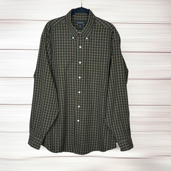 Brooks Brothers Casual Cotton Button Down Shirt Plaid Army Green Size L - Picture 4 of 12